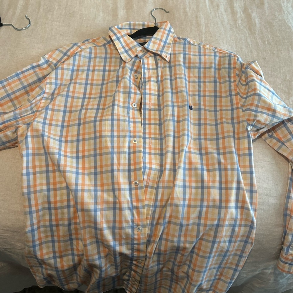 Southern Marsh Orange and Blue Plaid Shirt